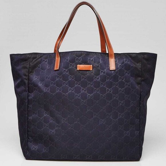 Gucci Dark Blue Guccissima Nylon Tote Bag - Picture 1 of 11